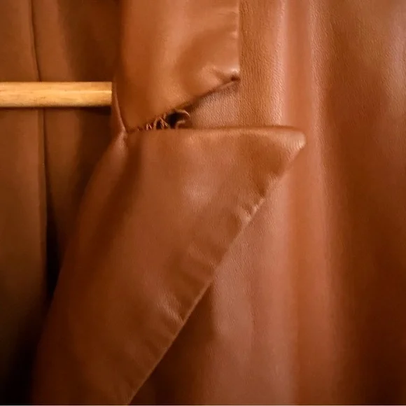 Zara Double Breasted Faux Leather Cognac Blazer - Picture 4 of 4